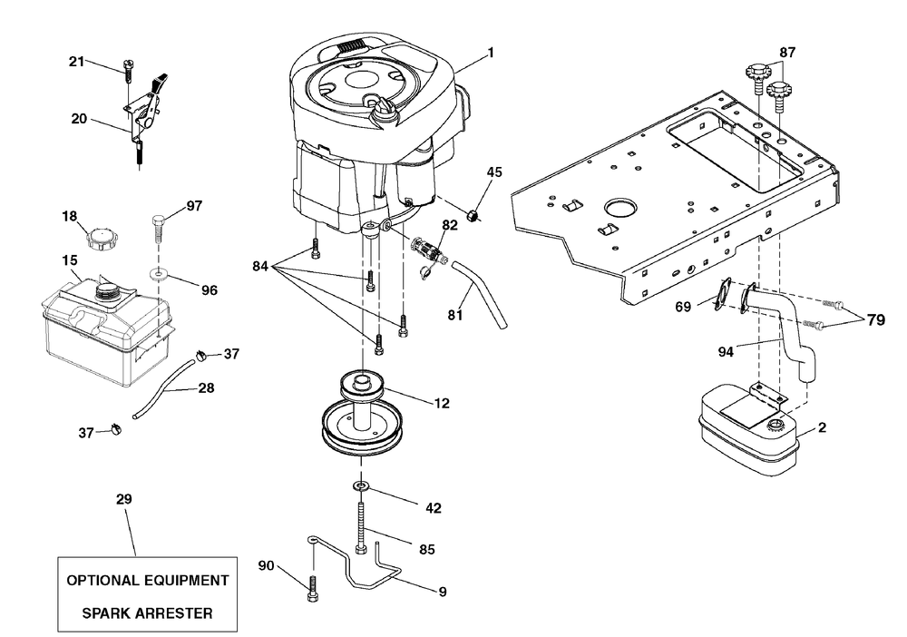Engine Group (7800736engine) Diagram and Parts List for 7800736-96042010200 2011 Briggs and Stratton Lawn Tractor